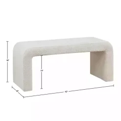 Kirklands Home Benches & Ottomans|Cream Boucle Waterfall Bench White