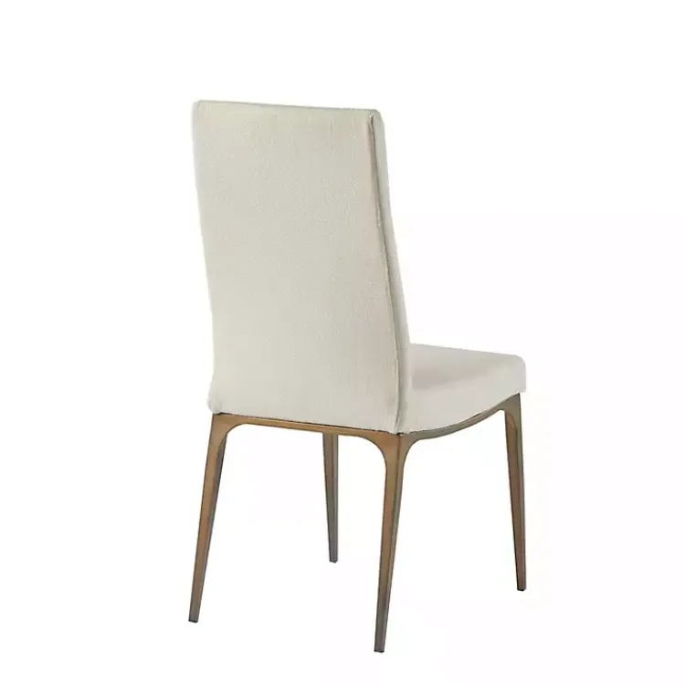 Kirklands Home Dining Chairs|Cream Bronze Metal Base Dining Chairs, Set of 2 Ivory