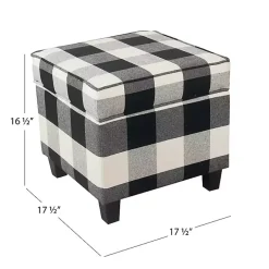 Kirklands Home Benches & Ottomans|Cream Buffalo Plaid Upholstered Storage Ottoman