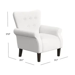 Kirklands Home Accent Chairs|Cream Button-Tufted Rolled Arm Accent Chair White