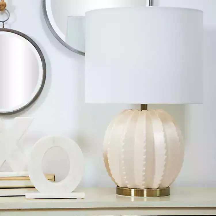 Kirklands Home Table Lamps|Cream Ceramic Fluted Gourd Table Lamp