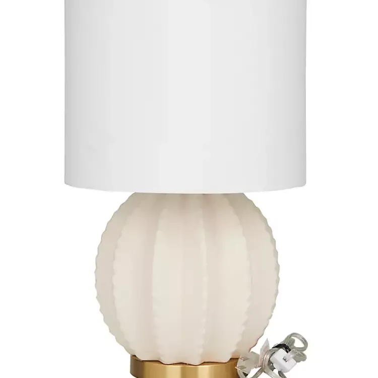 Kirklands Home Table Lamps|Cream Ceramic Fluted Gourd Table Lamp