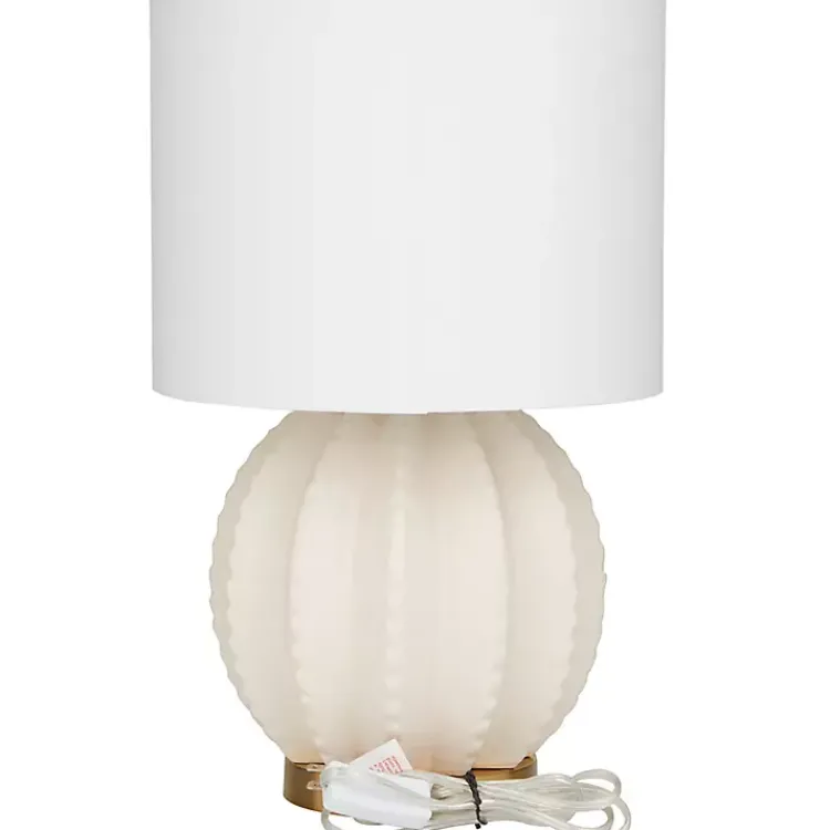 Kirklands Home Table Lamps|Cream Ceramic Fluted Gourd Table Lamp