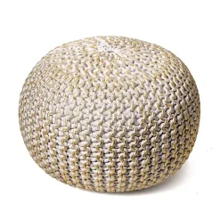 Discount Cream Chain Knitted Round Pouf Poufs & Floor Cushions