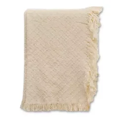 Hot Cream Cross-Stitch Woven Throw Blankets & Throws