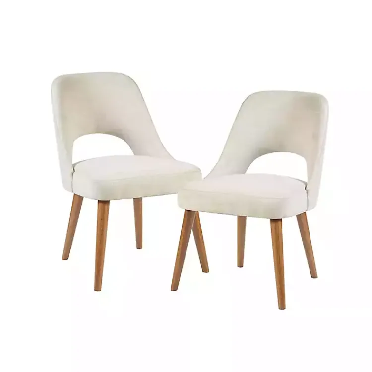 Kirklands Home Dining Chairs|Cream Cut-Out Pecan Wood Dining Chairs, Set of 2 White