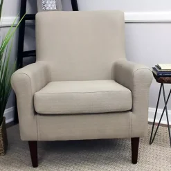 Kirklands Home Accent Chairs|Cream Ellen Rolled Arms Accent Chair White
