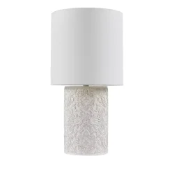Kirklands Home Table Lamps|Cream Embossed Floral Table Lamp White
