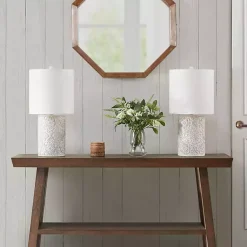 Kirklands Home Table Lamps|Cream Embossed Floral Table Lamp White