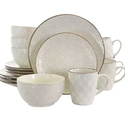 Kirklands Home Dinnerware|Cream Embossed 16-pc. Dinnerware Set Ivory
