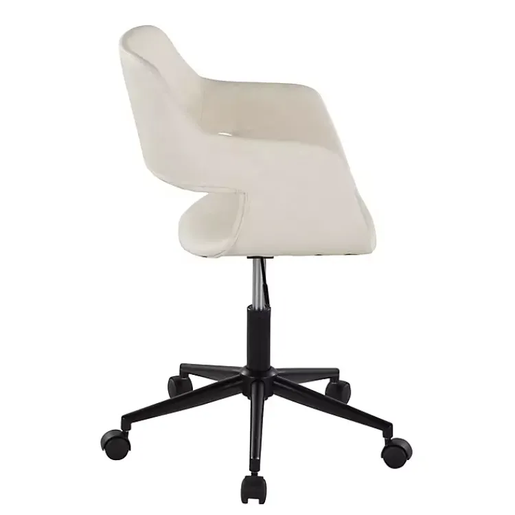 Kirklands Home Office Furniture|Cream Faux Leather & Black Marshall Office Chair White