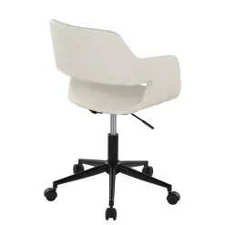 Kirklands Home Office Furniture|Cream Faux Leather & Black Marshall Office Chair White