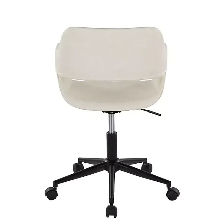 Kirklands Home Office Furniture|Cream Faux Leather & Black Marshall Office Chair White