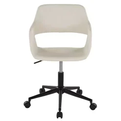 Kirklands Home Office Furniture|Cream Faux Leather & Black Marshall Office Chair White