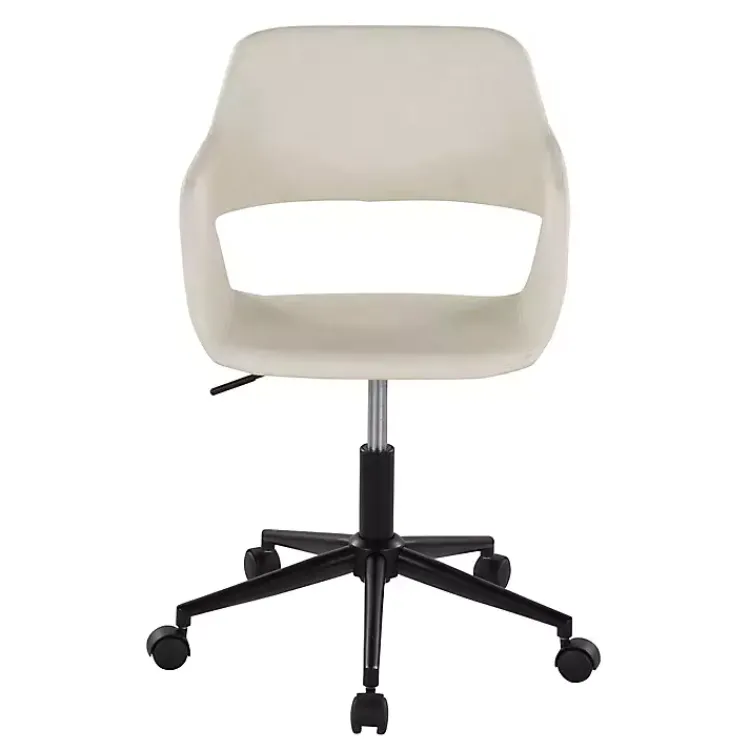 Kirklands Home Office Furniture|Cream Faux Leather & Black Marshall Office Chair White