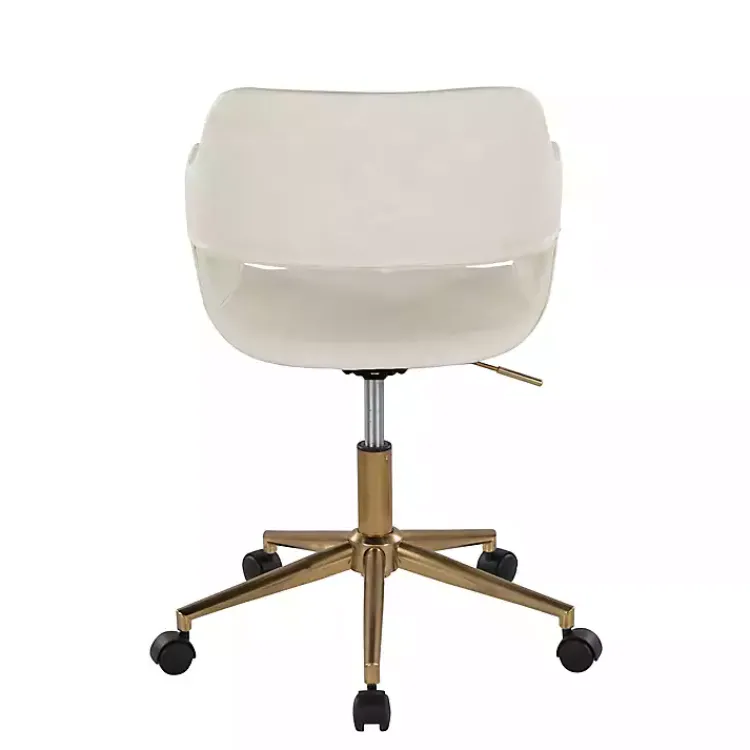Kirklands Home Office Furniture|Cream Faux Leather & Gold Marshall Office Chair White