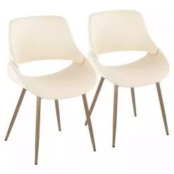 Kirklands Home Accent Chairs|Cream Faux Leather Scooped Accent Chairs, Set of 2 White