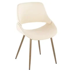 Kirklands Home Accent Chairs|Cream Faux Leather Scooped Accent Chairs, Set of 2 White