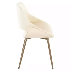 Kirklands Home Accent Chairs|Cream Faux Leather Scooped Accent Chairs, Set of 2 White