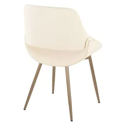 Kirklands Home Accent Chairs|Cream Faux Leather Scooped Accent Chairs, Set of 2 White