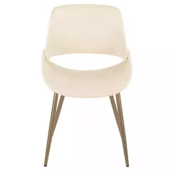 Kirklands Home Accent Chairs|Cream Faux Leather Scooped Accent Chairs, Set of 2 White