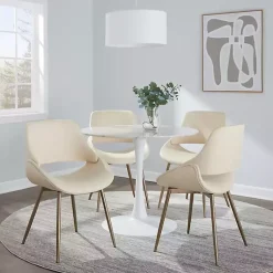 Kirklands Home Accent Chairs|Cream Faux Leather Scooped Accent Chairs, Set of 2 White