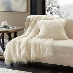 New Cream Faux Mink Fluffy Throw Blankets & Throws