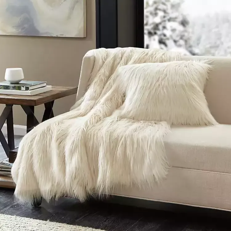 New Cream Faux Mink Fluffy Throw Blankets & Throws