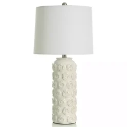 Kirklands Home Table Lamps|Cream Floral Ceramic Table Lamp White
