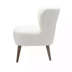 Kirklands Home Accent Chairs|Cream Fluffy Wingback Accent Chair White