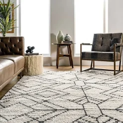 Kirklands Home Area Rugs|Cream Geometric Diamonds Fringed Area Rug, 7x10