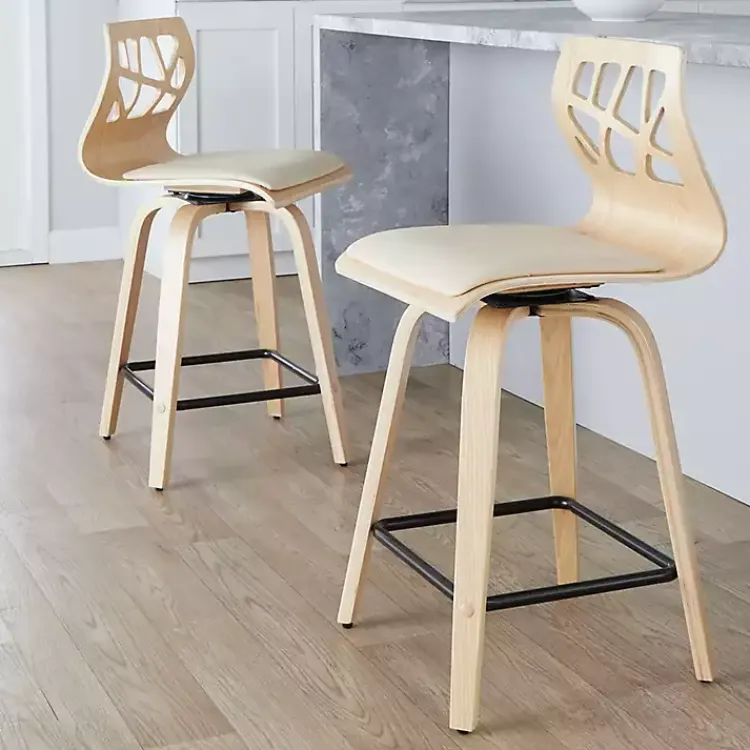 Kirklands Home Bar Stools & Counter Height Stools|Cream Golia Swivel Counter Stools, Set of 2 Ivory