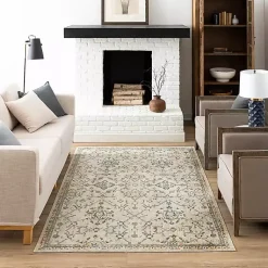 Kirklands Home Area Rugs|Cream Granary Floral Area Rug, 6x9 Ivory