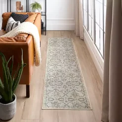 Kirklands Home Area Rugs|Cream Granary Floral Runner, 2x8 Ivory