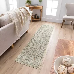 Kirklands Home Area Rugs|Cream Granary Floral Runner, 2x8 Ivory