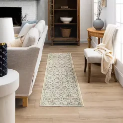 Kirklands Home Area Rugs|Cream Granary Floral Runner, 2x8 Ivory