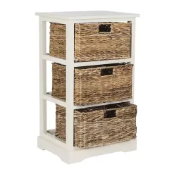 Kirklands Home Accent & End Tables|Cream Hailey Wicker Basket Storage Accent Table Ivory