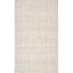 Kirklands Home Area Rugs|Cream Hand Woven Looped Jute Area Rug, 5x7 Ivory