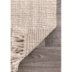 Kirklands Home Area Rugs|Cream Hand Woven Looped Jute Area Rug, 5x7 Ivory