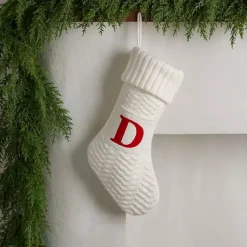 Outlet Cream Knit Monogram D Christmas Stocking Monogram Seasonal Decor
