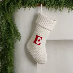 Online Cream Knit Monogram E Christmas Stocking Monogram Seasonal Decor