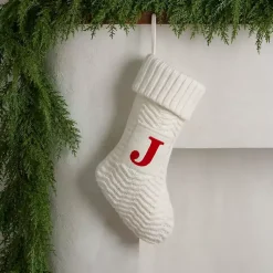 Outlet Cream Knit Monogram J Christmas Stocking Monogram Seasonal Decor