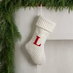 Outlet Cream Knit Monogram L Christmas Stocking Monogram Seasonal Decor