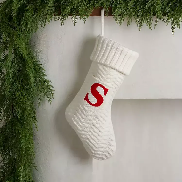 Cream Knit Monogram S Christmas Stocking Monogram Seasonal Decor