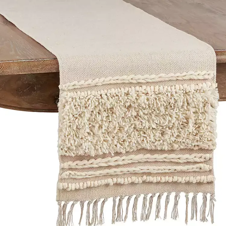 Kirklands Home Table Linens|Cream Knotted Cotton Table Runner Ivory