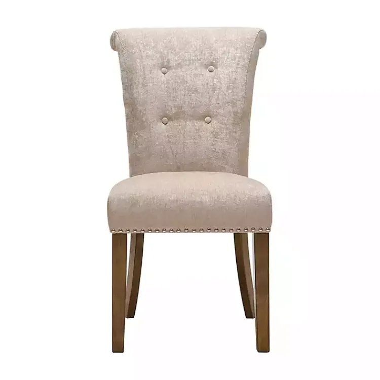 Kirklands Home Dining Chairs|Cream Linen Rolled Back Dining Chairs, Set of 2 Ivory