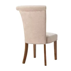 Kirklands Home Dining Chairs|Cream Linen Rolled Back Dining Chairs, Set of 2 Ivory
