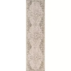 Kirklands Home Area Rugs|Cream Medallion Runner Ivory