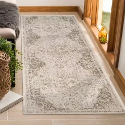 Kirklands Home Area Rugs|Cream Medallion Runner Ivory