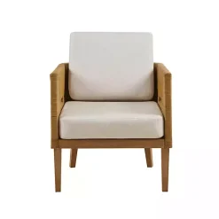 Kirklands Home Accent Chairs|Cream Natural Rattan Accent Chair White